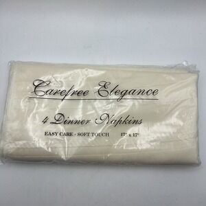 Bardwil Linens  Carefree Elegance Dinner Napkins Ivory Set Of 4 17"x17" New